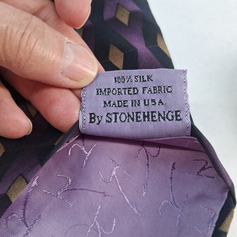 Jimmy Z 54"Tie Mens Purple Brett Favre Collection One Silk Geometric Diamond - Picture 5 of 7
